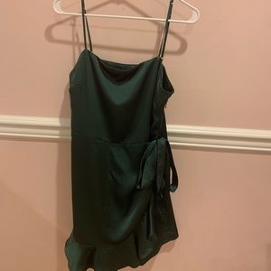 Satin emerald green dress